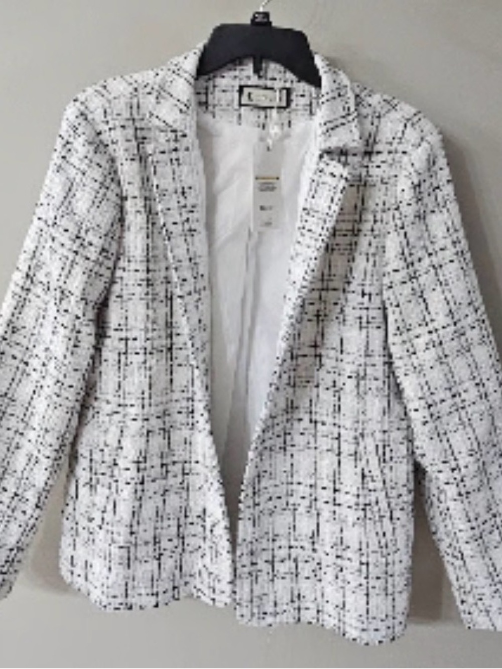 Everlane White and Black Tweed Blazer